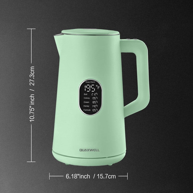 Electric Kettle 1.5L Stainless Steel Double Wall 5 Temp LED Keep Warm Green7