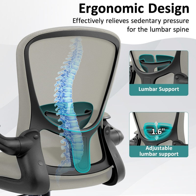 Office Chair, Ergonomic Desk Chair with Adjustable Lumbar Support, High Back Mes3