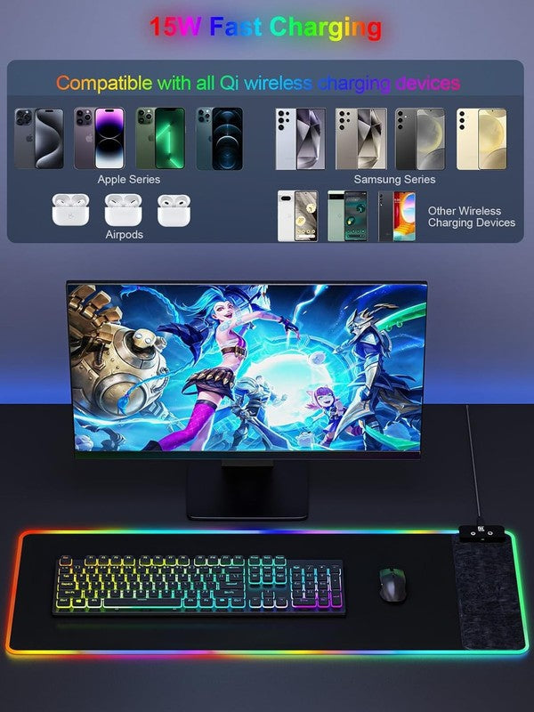 RGB Wireless Charging Mouse Pad - Large Non-Slip Gaming Desk Mat2