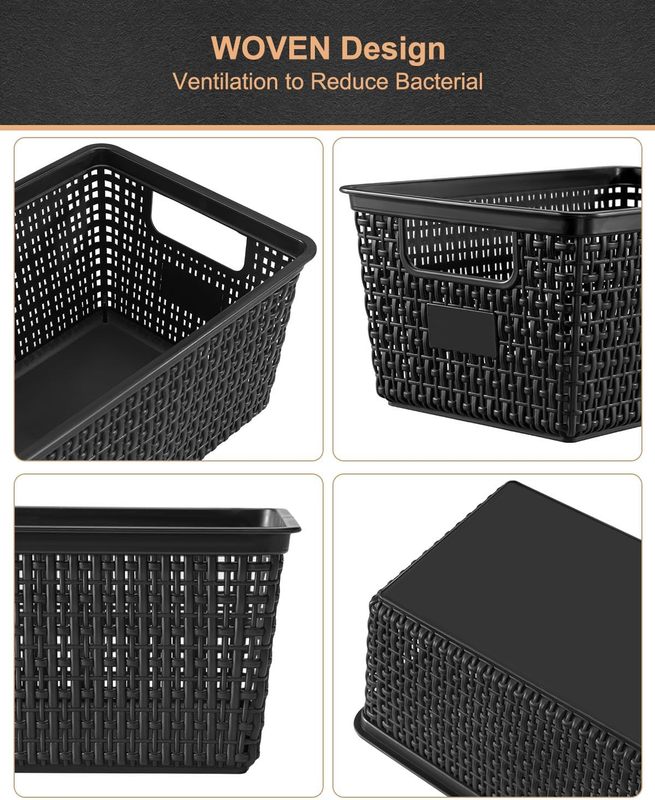 Set of 6 Plastic Storage Baskets, Small Organizer Bins for Home & Office2