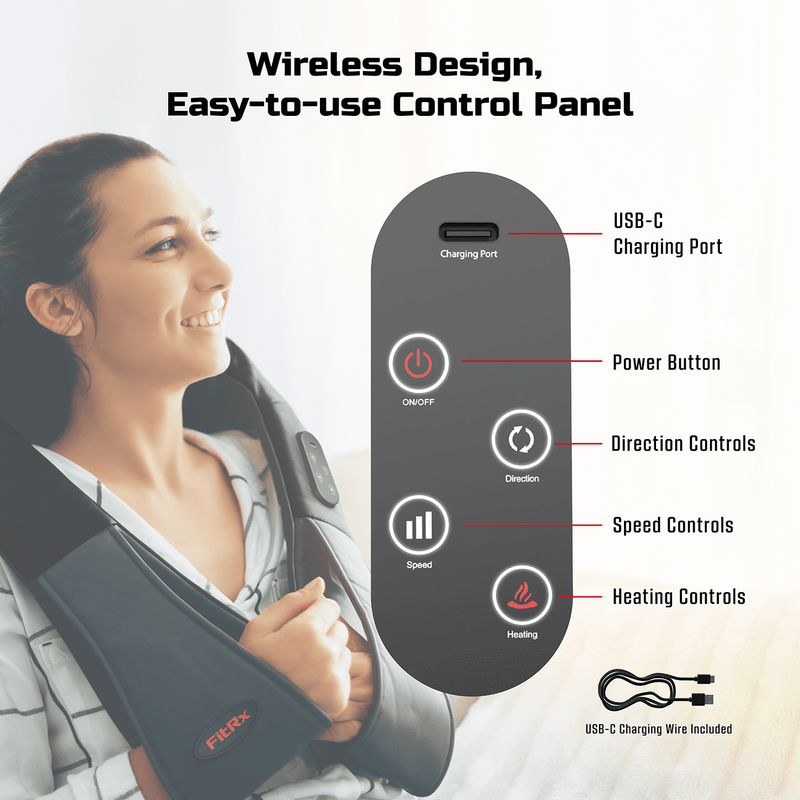 Cordless Shiatsu Neck & Back Massager with Heat – USB Rechargeable Shoulder 2