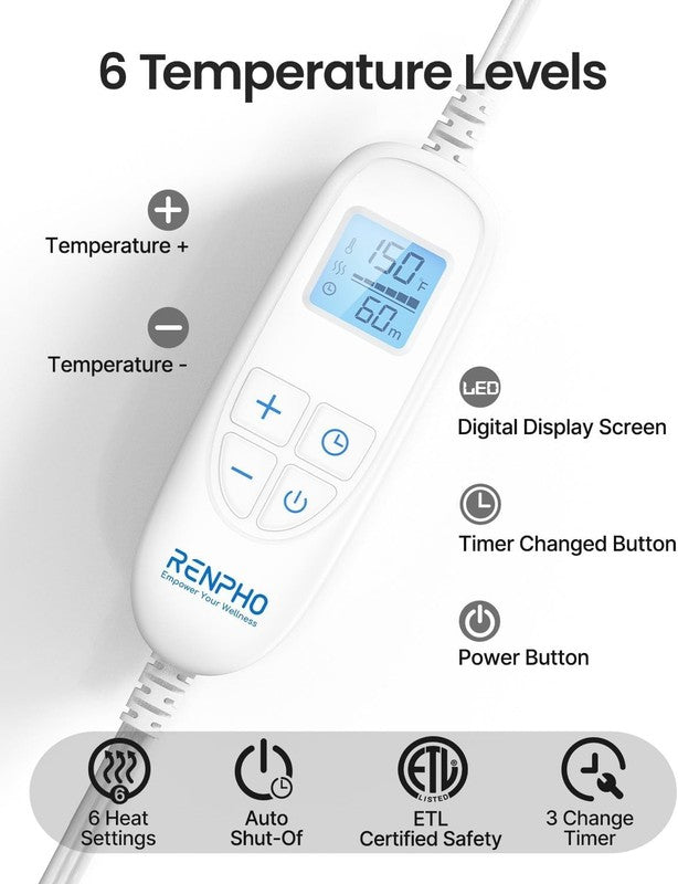 Electric Heating Pad for Back, Birthday Christmas Gifts for Women Men Mom Dad El2