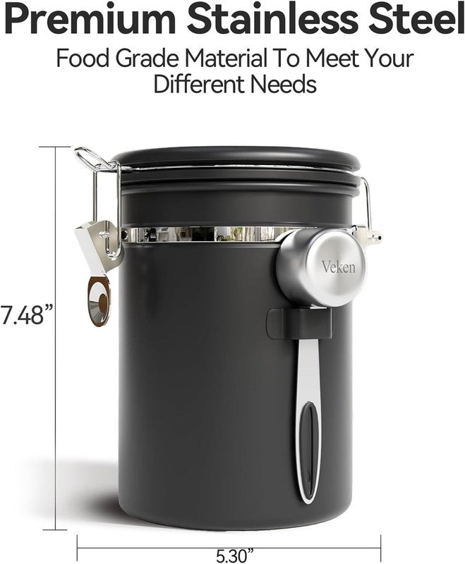 Coffee Canister with Window,Airtight Stainless Steel Pantry Container,Home Kitch2