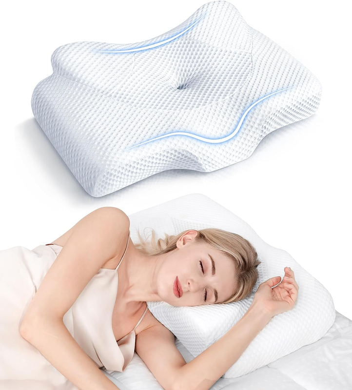 Cervical Neck Pillow Memory Foam Cooling Ortho Support for Side Back Sleepers7