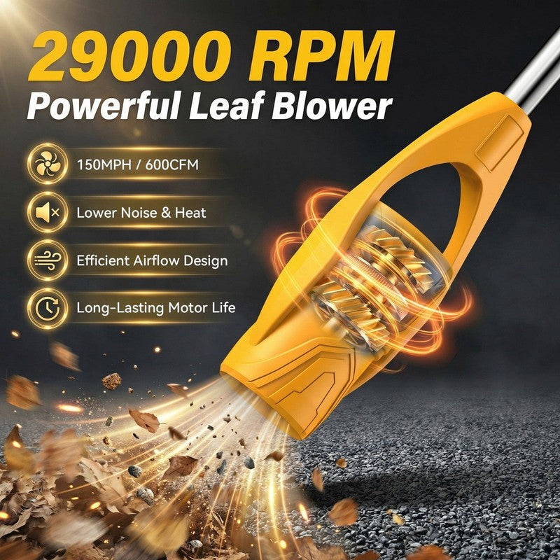 Cordless Leaf Blower 600CFM with 2×21V Batteries Foldable for Lawn Care Patio Cl5
