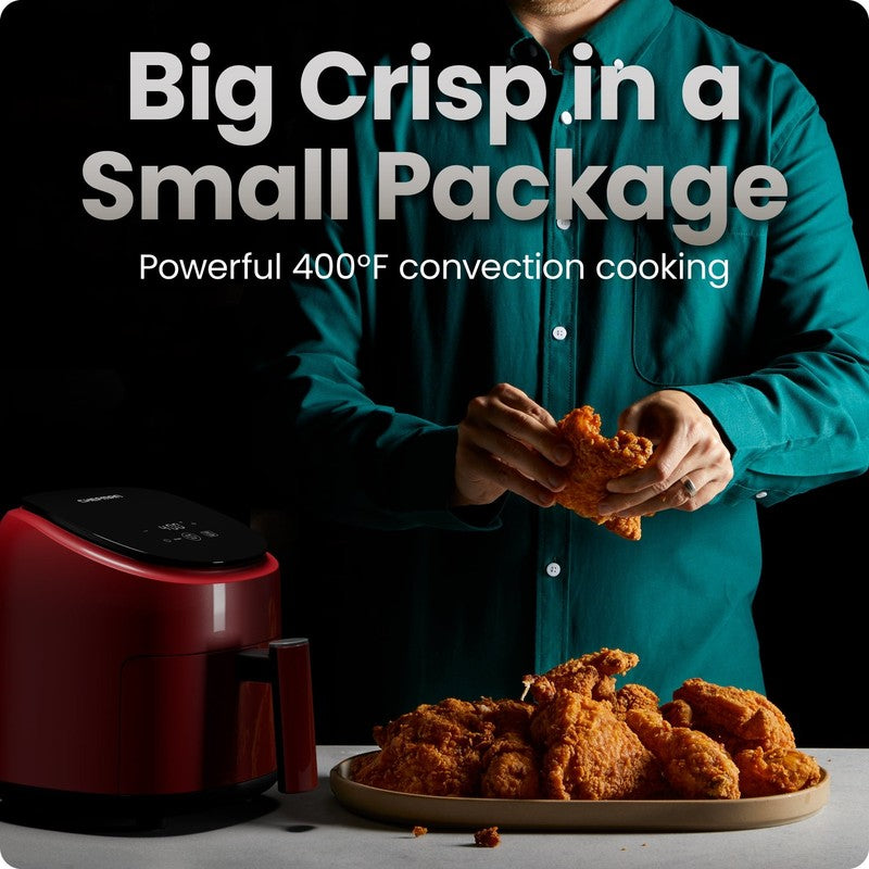 Red 2 Qt Turbofry Digital Air Fryer Compact Quick Meal Dishwasher Safe2