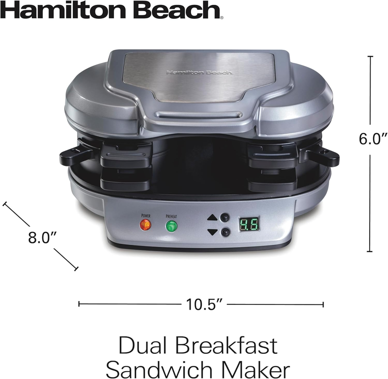 Dual Breakfast Sandwich Maker with Timer, Ready in 5 Minutes, Removable Dishwash7
