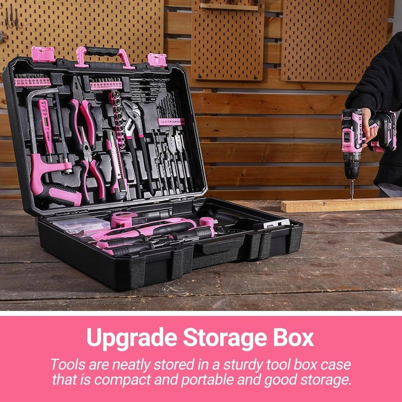 20V Cordless Drill Tool Kit Pink Electric Drill Driver w Battery & Toolbox5