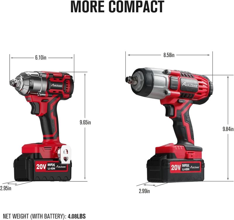 1/2 Impact Wrench Brushless, 20V Cordless Impact Gun W/ 3 Variable Speeds, Max T7
