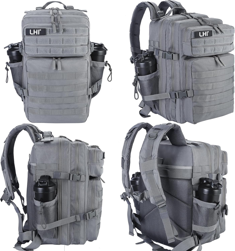 Military 45L Tactical Backpack Grey MOLLE Assault Pack Travel Bag1