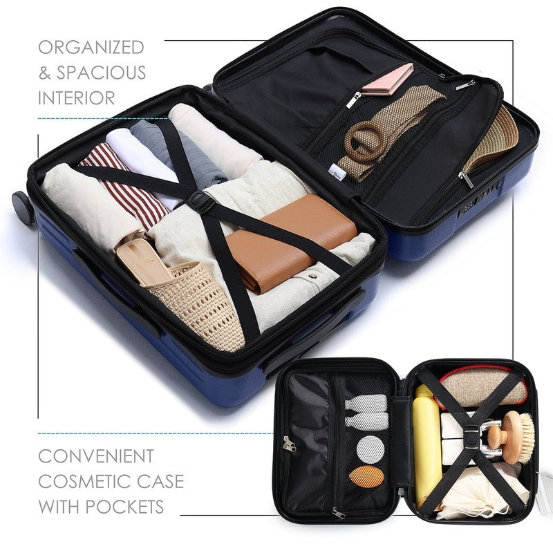 Hard Shell Carry on Suitcase, Expandable Hardside Luggage with Front Pocket, Nav8