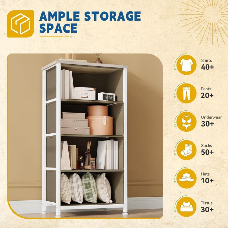 4 Drawers Fabric Dresser for Bedroom, Storage Organizer, Wide Chest of Drawers f5