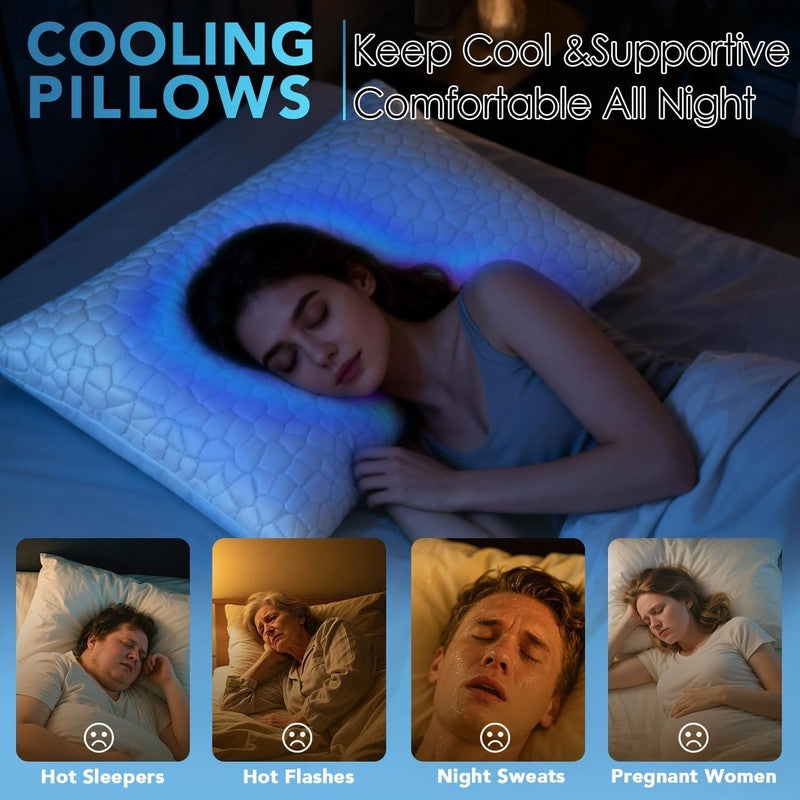 Cooling Pillow for Sleeping 2 Pack, Luxury Shredded Memory Foam Bed Queen Pillow3