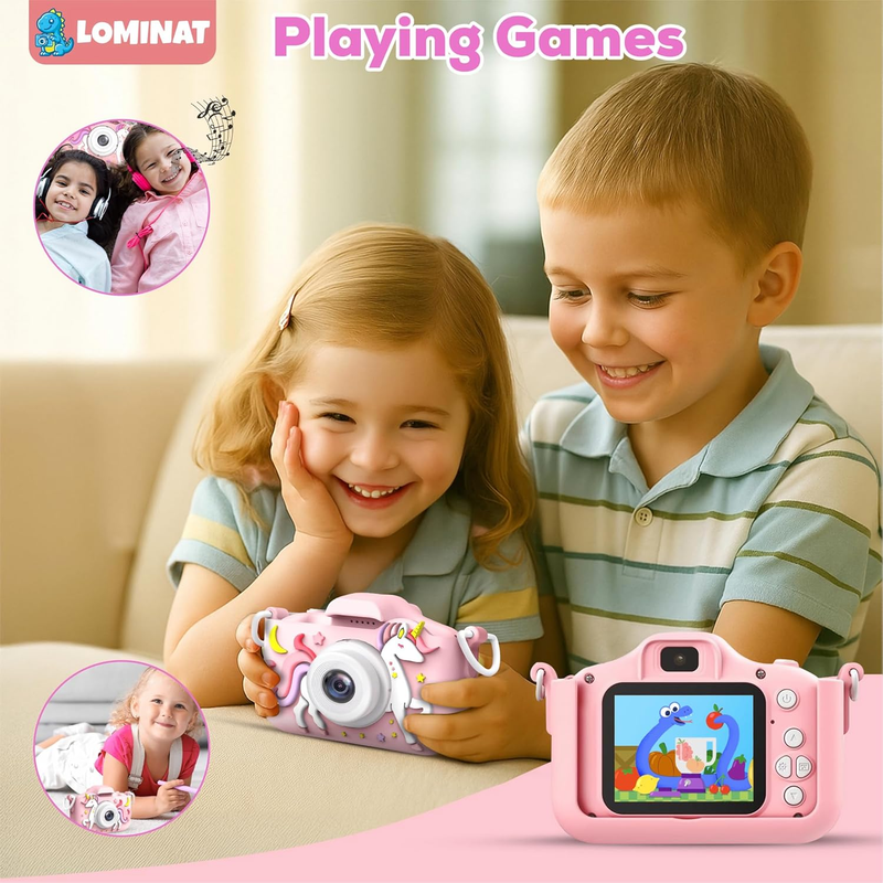 Unicorn Kids Camera for Girls Age 3-12, Selfie Camera for Girls, 1080P HD Kids V5