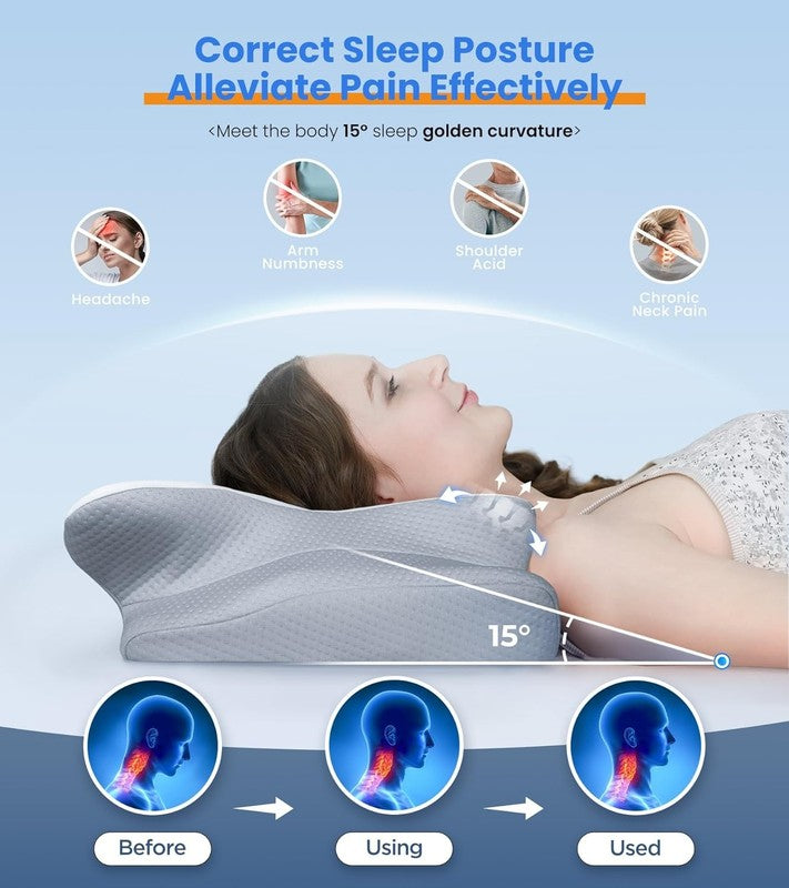 Cooling Neck Support Pillow   Adjustable Ergonomic Memory Foam for All Sleepers2