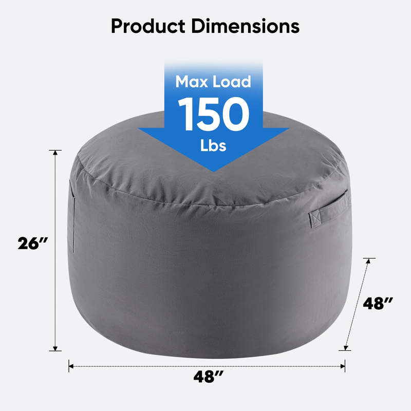 Bean Bag Sofa Chair 4Ft, Removable and Washable Matte Velvet Fabric Cover, Memor1