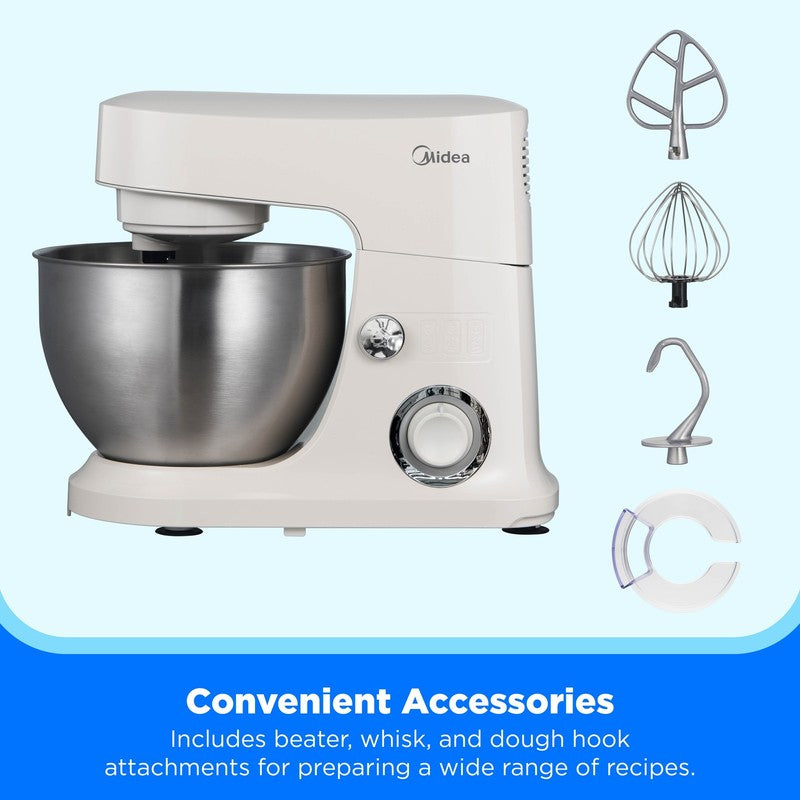 5 Quart Cream Stand Mixer, 300W Small Kitchen Mixer with Bowl, Double Hook, Hand7