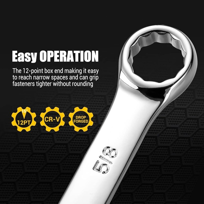 30 Piece Combination Wrench Set Ratcheting Metric SAE Chrome Vanadium Steel New5