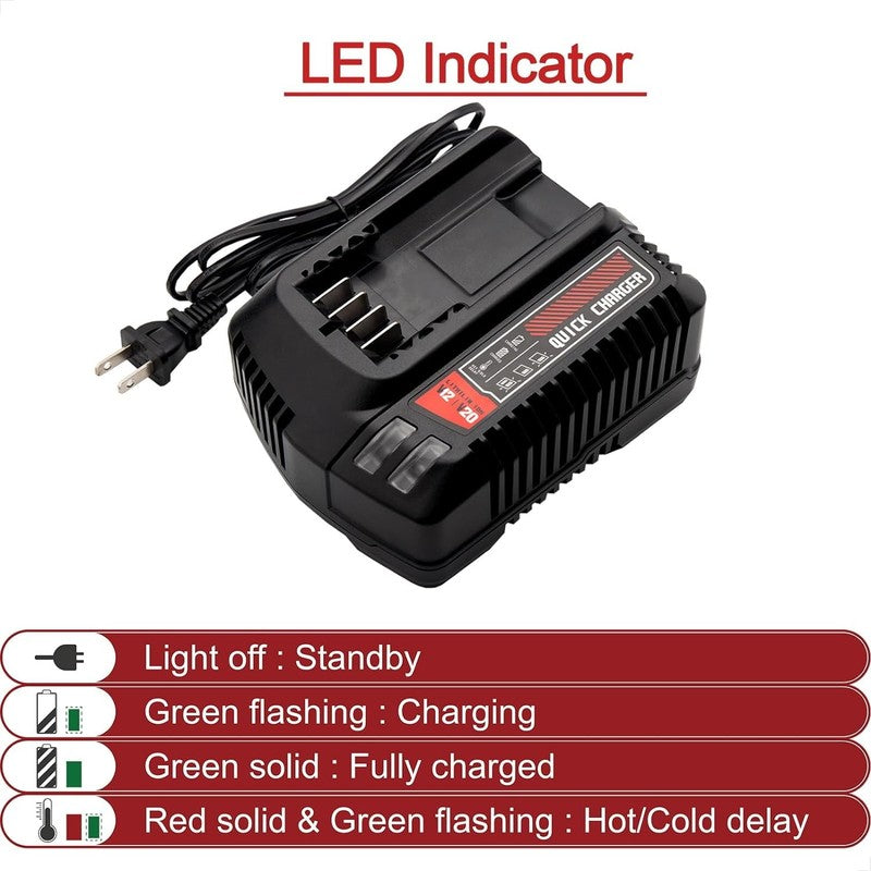 20V Max Battery Charger Replacement for Craftsman Lithium CMCB100/101/104/2053