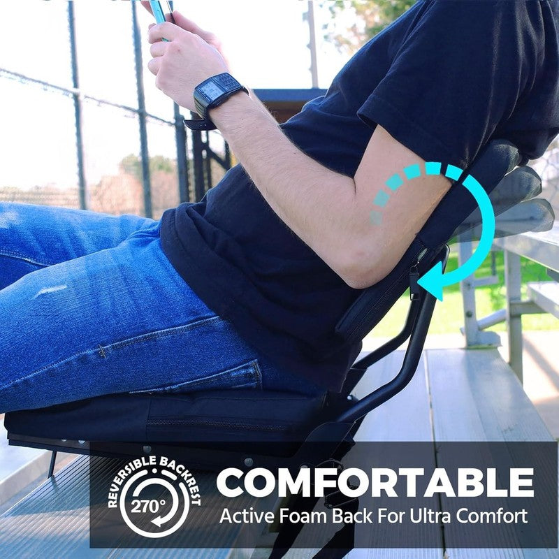 Stadium Seat Chair w/ Back Support Padded Foldable 330lbs Portable Black2