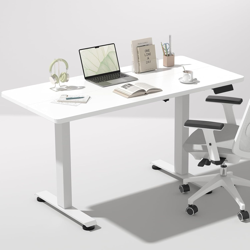 47.2" Electric Standing Desk Sit Stand Wood Top Home Office White7