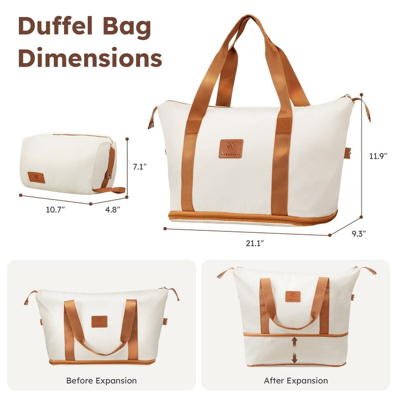 4 Piece Luggage Set ABS Carry On 14 20 Inch Hardside Expandable Duffle White Tan11