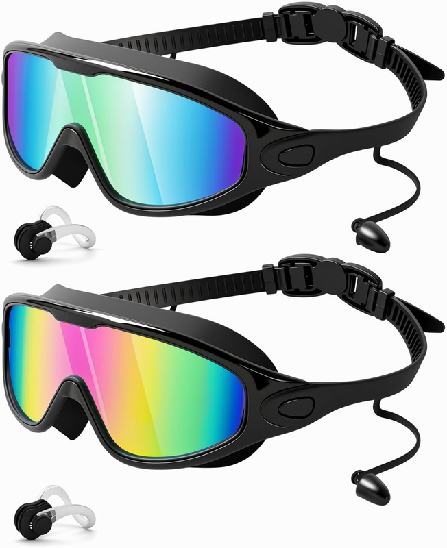 Swim Goggles 2 Pack, Wide View anti Fog&Uv Swimming Goggles for Audlt, No Leakin7