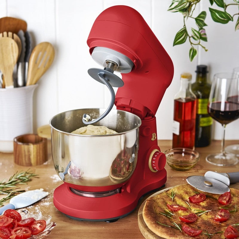 3.5 Qt Stand Mixer Tomato Red w/ Flat Beater Dough Hook & Whisk7