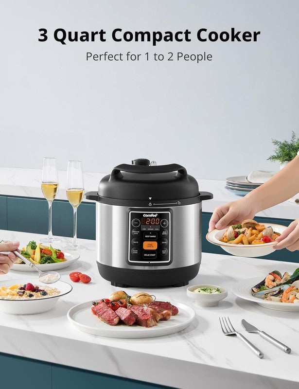 COMFEE’ 7 In 1 Small Electric Pressure Cooker, Slow Cooker, Steamer, Sauté, Sous5