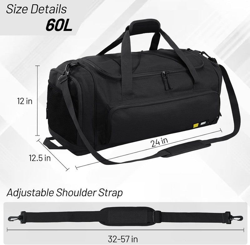 60L Large Gym Duffle Bag Shoes Compartment Lightweight Workout Travel5