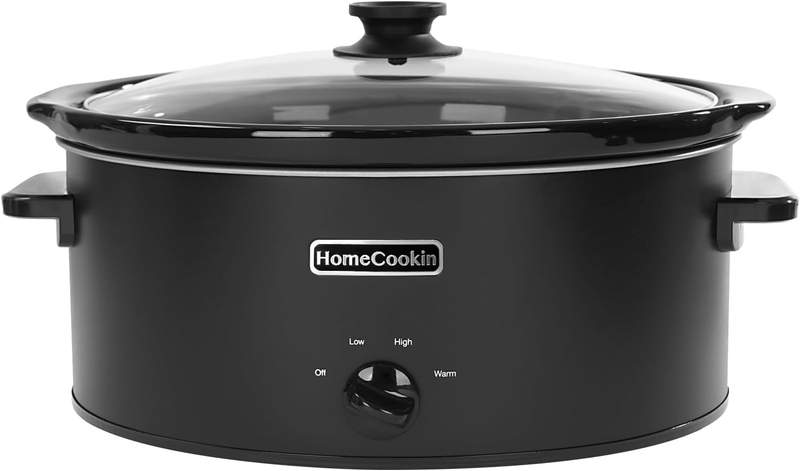 8Qt Slow Cooker Oval Manual Pot 3 Settings Black Stainless Steel0
