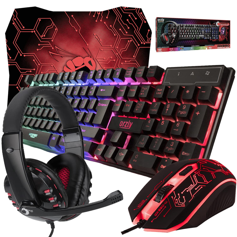 4 in 1 Gaming Combo Keyboard Mouse Headset Mouse Pad RGB Wired Bundle9