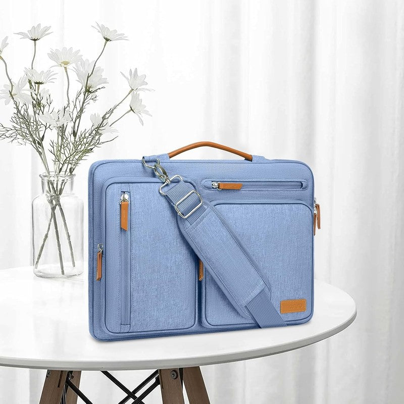 15.6 Inch Laptop Shoulder Bag 360 Protective Messenger 4 Zipper Pockets2