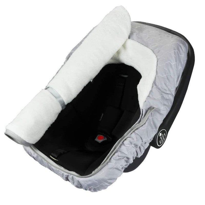 Winter Baby Car Seat Cover, Plush Fleece Canopy for Infants, Grey6