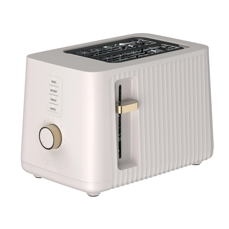 2 Slice Toaster Extra Wide Slots Slide Out Removable Crumb Tray Sand White0