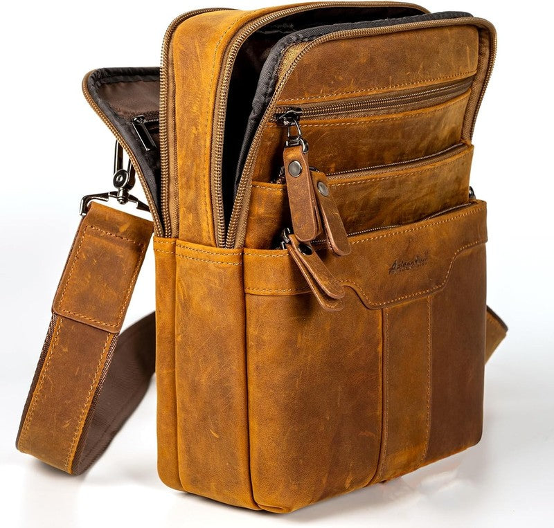 Leather Messenger Bag Men Small Sling Shoulder Crossbody Man Purse Pack3