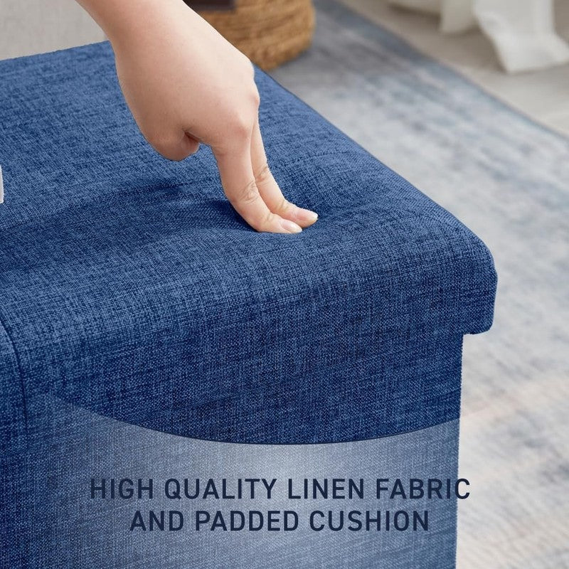 43'' Folding Storage Ottoman Bench Foot Rest Chest Bedroom Large Navy7