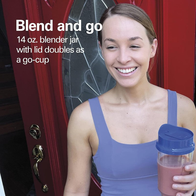 Portable Blender 14Oz BPA Free Cup w/ Lid, Stainless Blades, Blue 51132G1