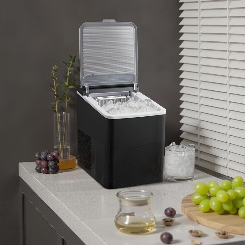 Countertop Ice Maker, Rich Black, 9 Bullet Cubes, 2 Ice Sizes, 26 Lbs/24H with R7