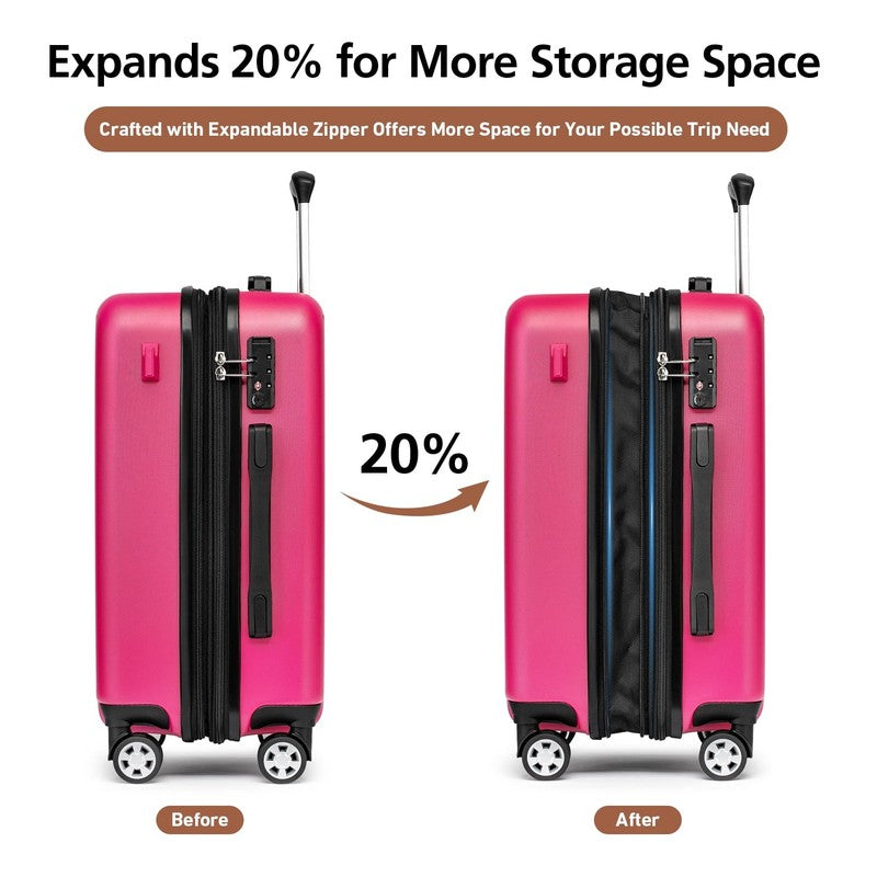 3 Piece 20" Expandable Carry On Luggage Set Duffel & Toiletry Bag Included1