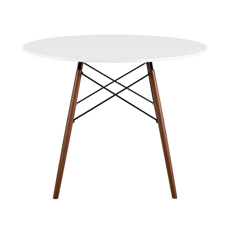 39" Round Wood Dining Table White Brown Indoor Kitchen Table2