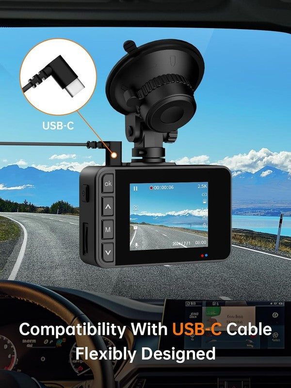 2.5K+1080P Dual Dash Cam with Night Vision, G Sensor & 32GB Card Included5