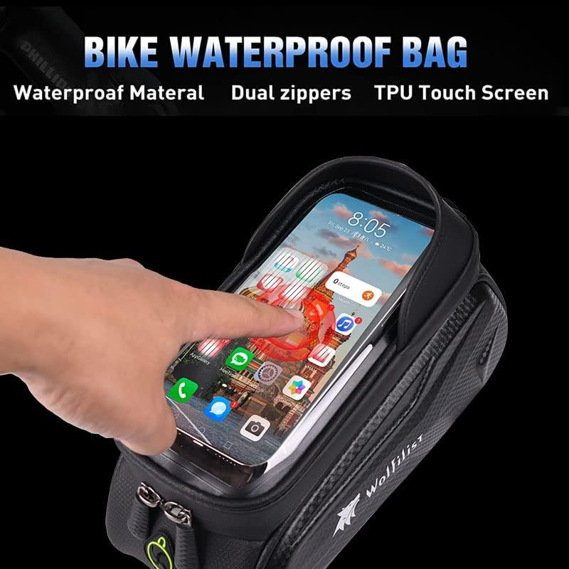 Waterproof Bike Frame Bag Phone Holder Touchscreen Sun Visor Fits Phones 7"2