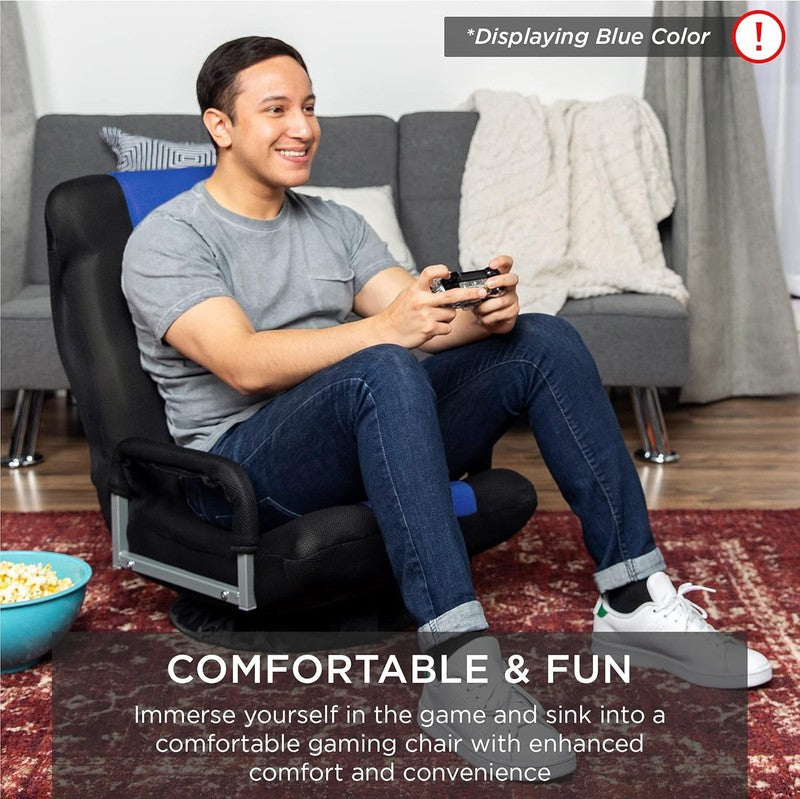 Gaming Floor Rocker Chair 360° Swivel, Lumbar Support, Blue/Gray7