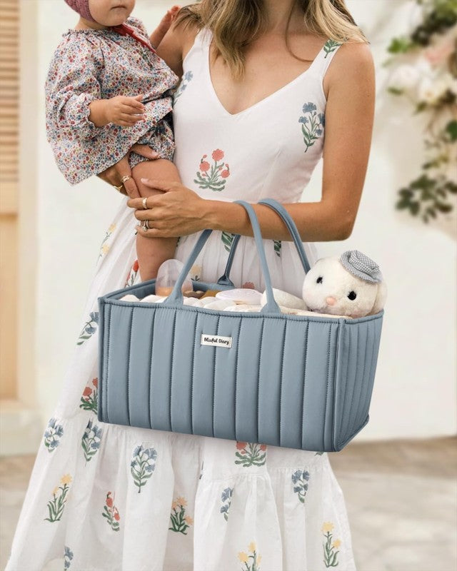 Baby Diaper Caddy Organizer Storage Basket Newborn Essentials Blue4