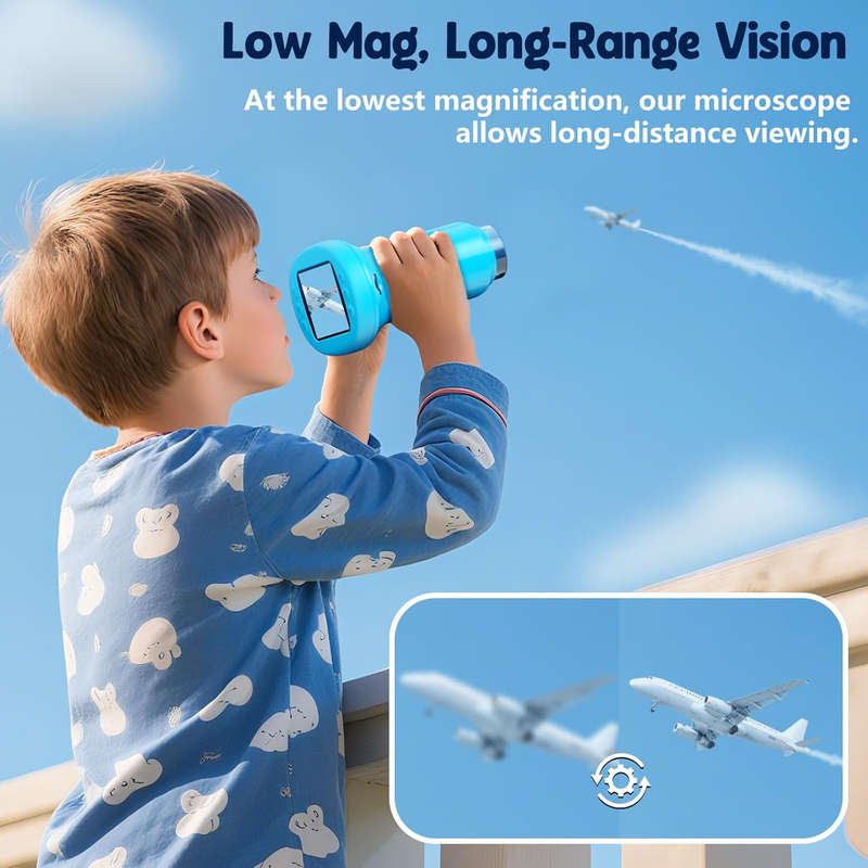Kids 1000X Handheld Digital Microscope 4K 2.4" Display w/ 12 Slides – Blue5