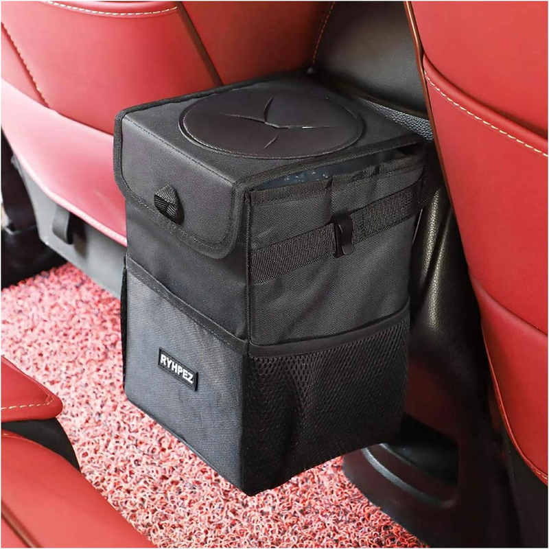Car Trash Can w/ Lid Leakproof Collapsible Garbage Bin Organizer Road Trip0