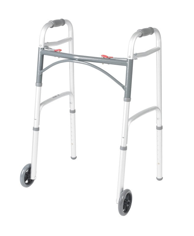 Deluxe Two Button Folding Walker with Wheels6