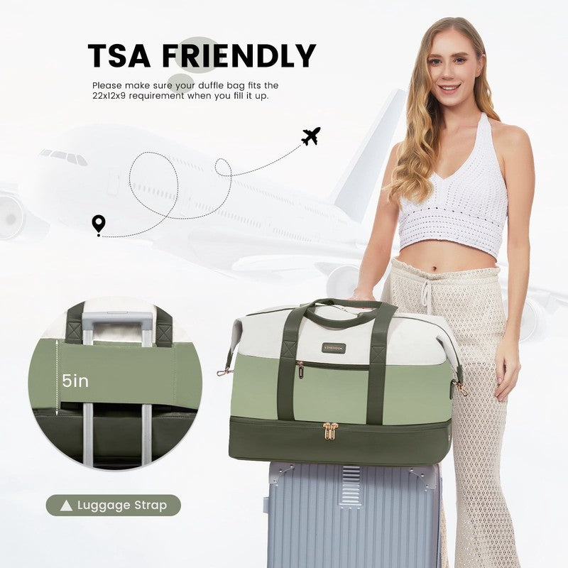Women Travel Duffel Bag Large Weekender Gym Bag Shoe Compartment Packing Cubes3