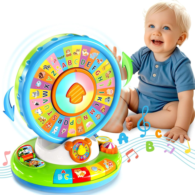 Learning Toy for Kids 1 2 3 Year Old Boys Girls, Spin and Sing Alphabet Zoo with9